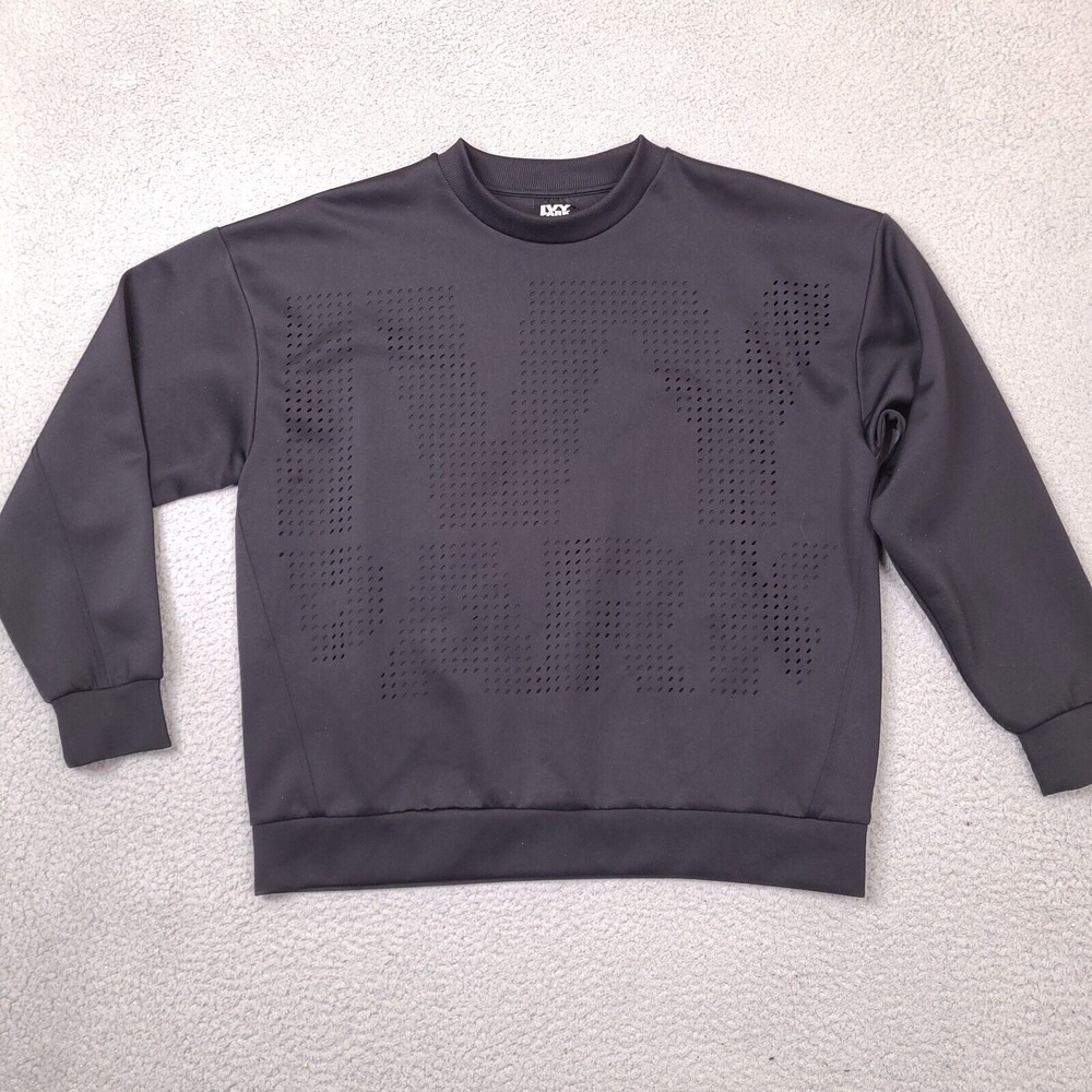 Ivy Park Black Perforated Logo Pullover Sweatshirt Top Womens Medium Athleisure‎